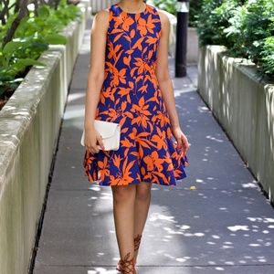Blue and orange floral dress